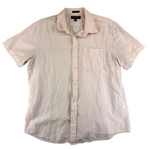 Banana Republic Linen blend Shirt Mens XL Slim Fit Short Sleeve Button Up Pink